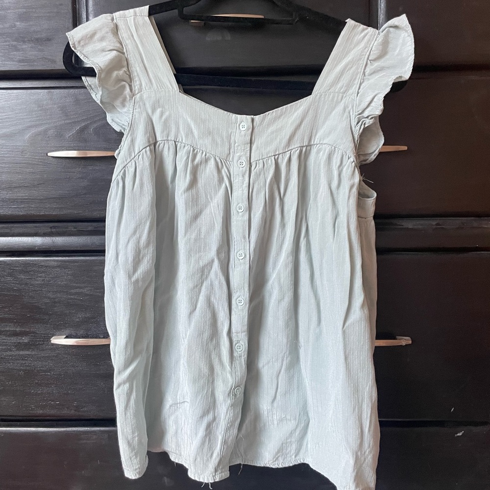 Seafoam Green Baby Doll Ruffled Top